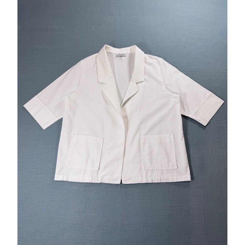Lucky Winner Blazer Womens A8 White Excellent Short Sleeve Cotton Made in USA